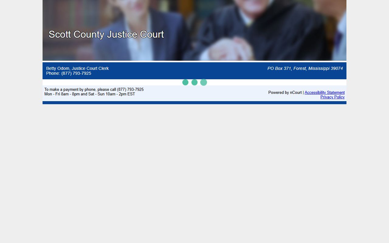 Scott County court dockets nCourt Justice Court payment page
