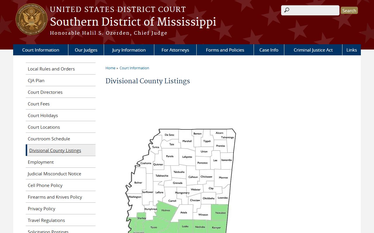 Scott County Circuit Court federal divisional county listing