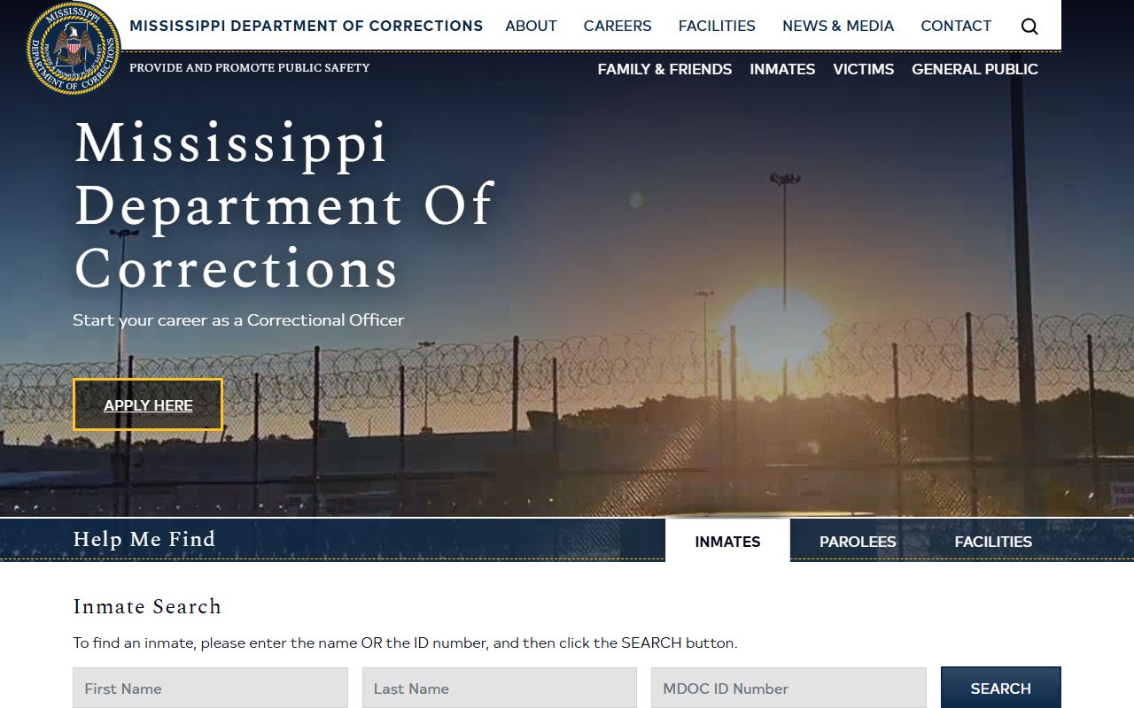 Scott County inmate records search on the Mississippi MDOC inmate and parolee portal