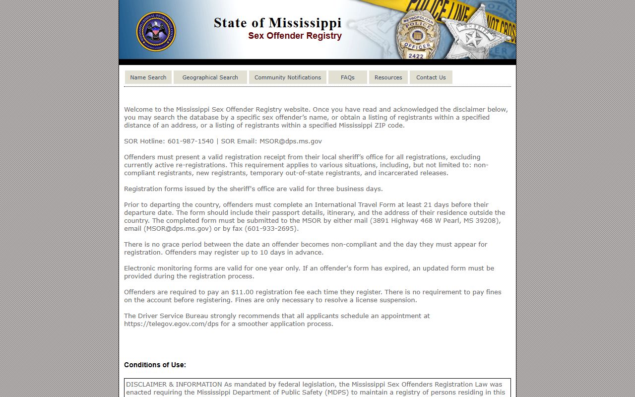 Scott County inmate records and the Mississippi sex offender registry search