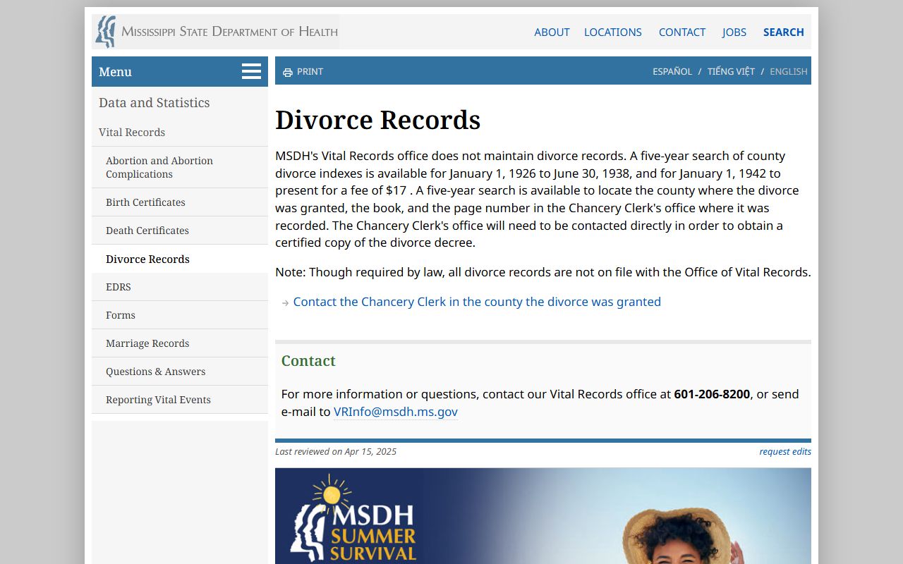 Scott County divorce records MSDH index search instructions