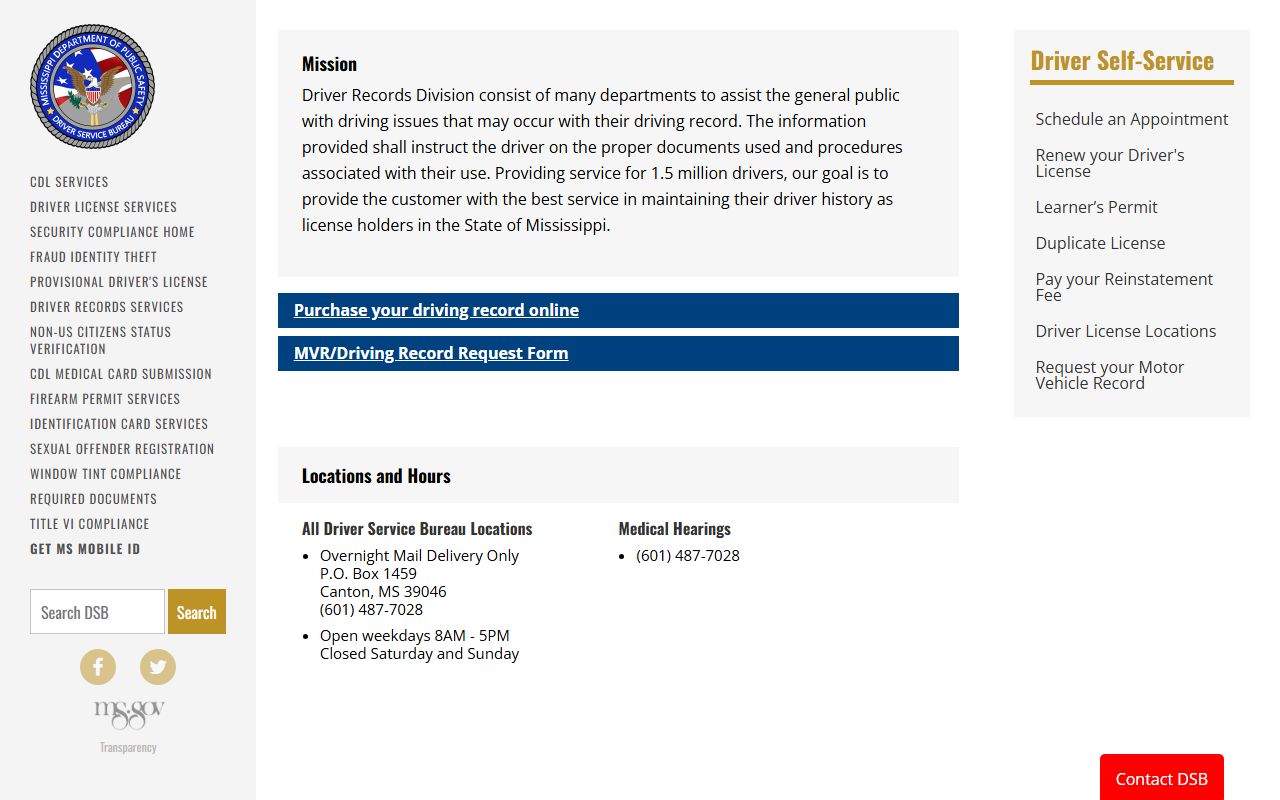 Scott County traffic court records compared with the Mississippi DPS driver records page